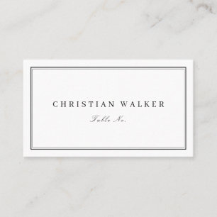 Elegant black & white monogram minimalist wedding place card