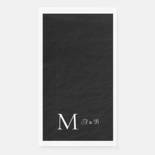 Elegant Black & White Monogram Paper Guest Towels Napkin