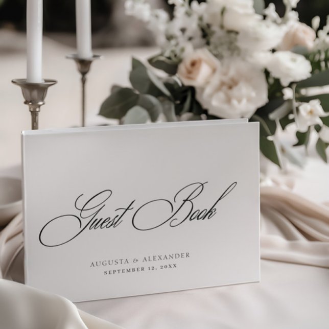 Elegant Black & White Monogram Wedding Guest Book (Elegant Black & White Monogram Wedding Guest Book)