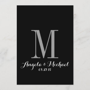 Elegant Black White Monogram Wedding Invitation