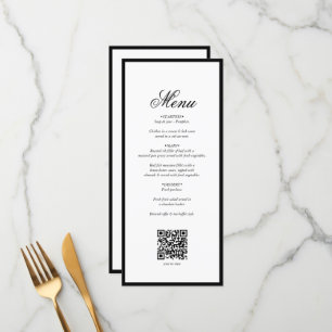 Elegant Black White Monogram Wedding QR Code Menu