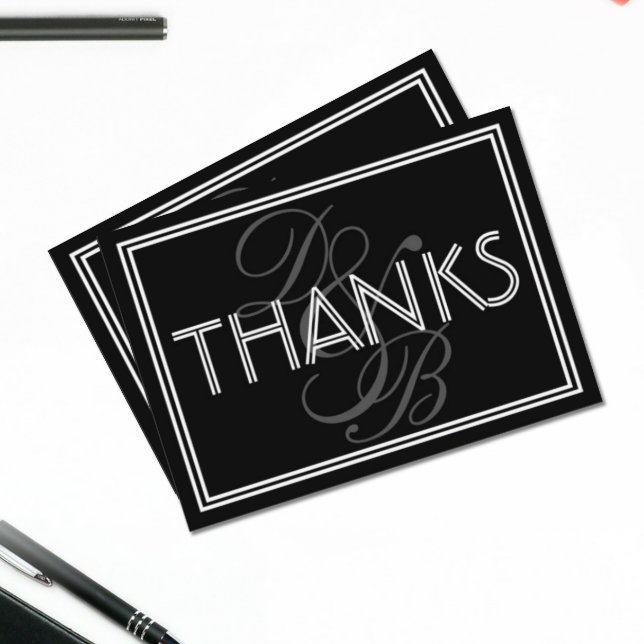 Elegant Black & White Monogram Wedding Thank You  Card (Creator Uploaded)