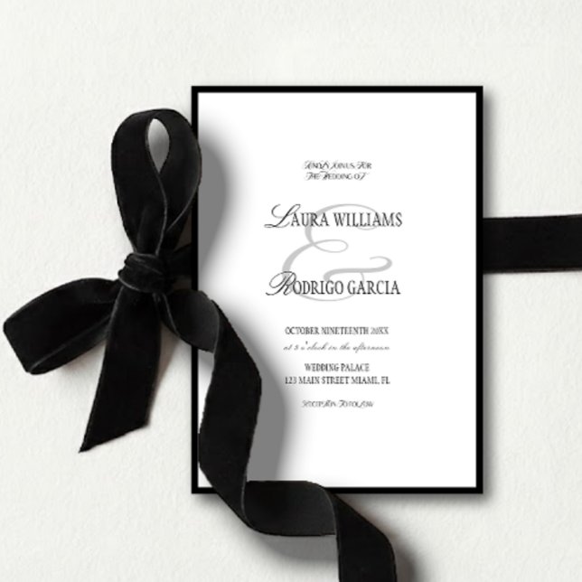 Elegant Black White Old Money Wedding Invitation (Creator Uploaded)
