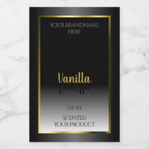 Elegant Black White Ombre Product Label Gold Frame