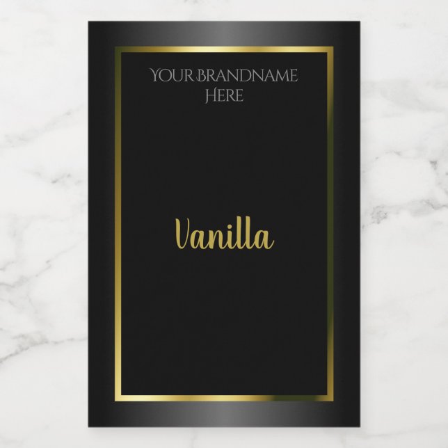 Elegant Black White Ombre Product Label Gold Frame (Single Label)