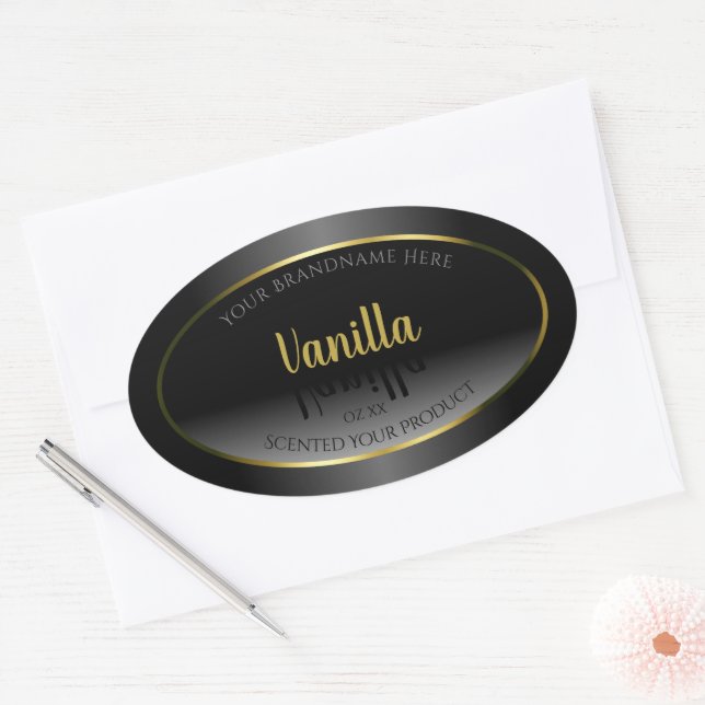 Elegant Black White Ombre Product Label Gold Frame (Envelope)