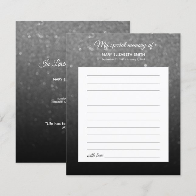 Elegant Black White Ombre Share Memory Funeral (Front/Back)