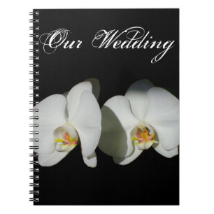Elegant black white orchids romantic florals notebook