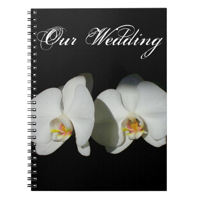 Elegant black white orchids romantic florals  notebook (Front)