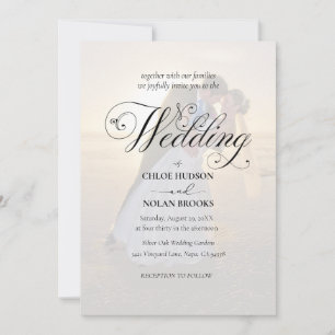 Elegant Black & White Overlay Photo Wedding Invitation