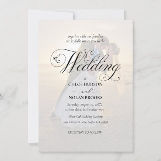 Elegant Black & White Overlay Photo Wedding Invitation