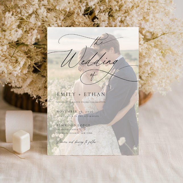 Elegant Black & White Overlay Photo Wedding Invitation (Creator Uploaded)
