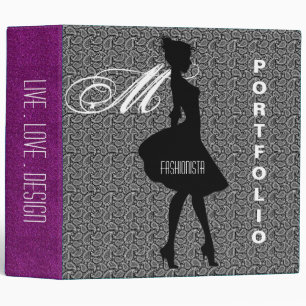 Elegant Black White Paisley pattern 3 Ring Binder