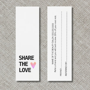 Elegant Black White Pastel Heart Referral Card