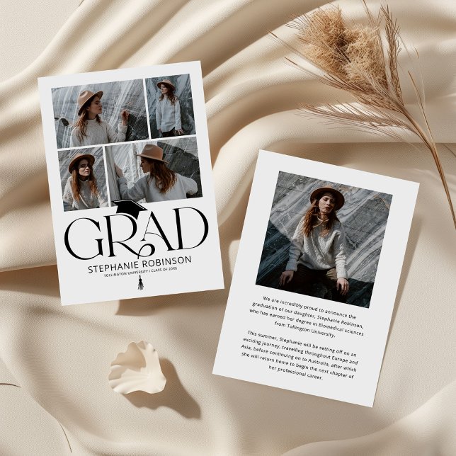 Elegant Black & White Photo Collage Graduation Announcement (Creator Uploaded)