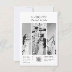 Elegant Black & White Photo Collage wedding RSVP Card
