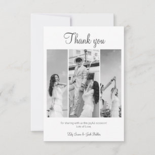 Elegant Black & White Photo Collage wedding Thank You Card
