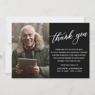 Elegant Black & White Photo Funeral Thank You Card