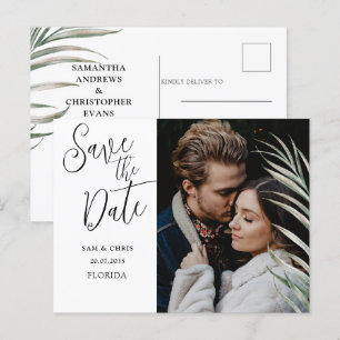  Elegant Black & White Photo Save the Date  Announ Announcement Postcard