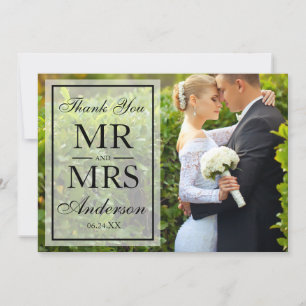 Elegant Black & White Photo Thank You Wedding Card