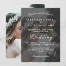 Elegant Black & White Photo Wedding Invitation