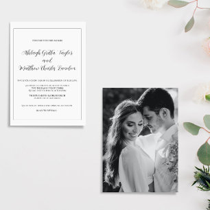 Elegant Black & White Photo Wedding Invitation