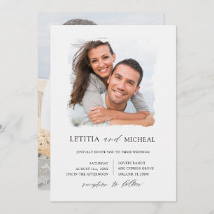 Elegant Black & White Photo Wedding Invitation