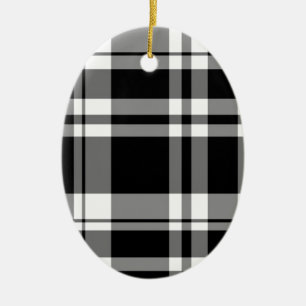 elegant black white plaid pattern ceramic ornament