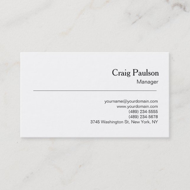 Elegant Black White Plain Simple Business Card (Front)