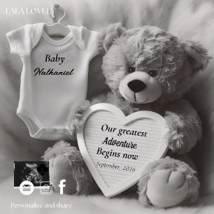 Elegant Black & White Pregnancy Announcement Card