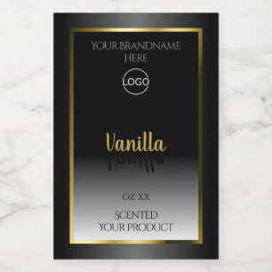 Elegant Black White Product Labels Gold Frame Logo