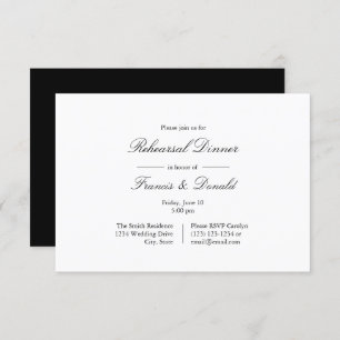 Elegant Black White Rehearsal Dinner Invitations