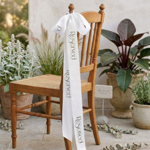 Elegant Black White Reserved Wedding Seating Satin Ribbon