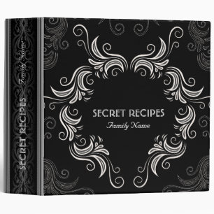 Elegant Black & White Retro Swirls Frame Template Binder