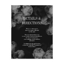 Elegant Black & White Roses Wedding Insert Cards