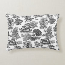 Elegant Black White Rustic Horses Toile