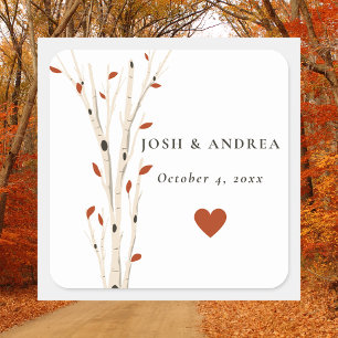 Elegant Black & White Rustic Wedding Engagement Square Sticker
