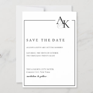 Elegant Black & White Save the Date Magnet