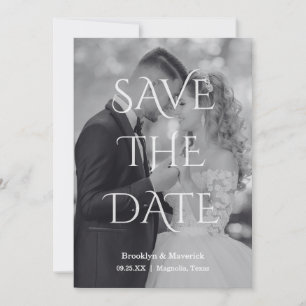 Elegant Black & White Save The Date Photo