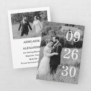 Elegant Black & White Save The Date Photo