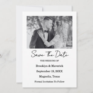 Elegant Black & White Save The Date Photo Card