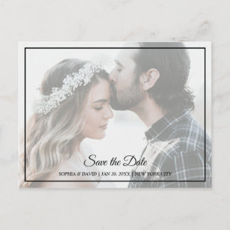 Elegant black & White Save The Date Photo Postcard