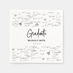 Elegant Black White Script Math Graduate Napkin