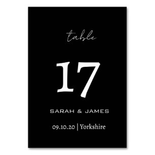 Elegant Black & White Script Personalized   Table Number
