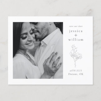 Elegant Black & White Script Photo Save The Date