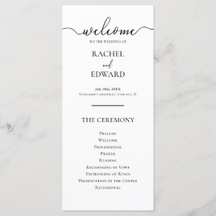 Elegant Black & White Script Wedding Program