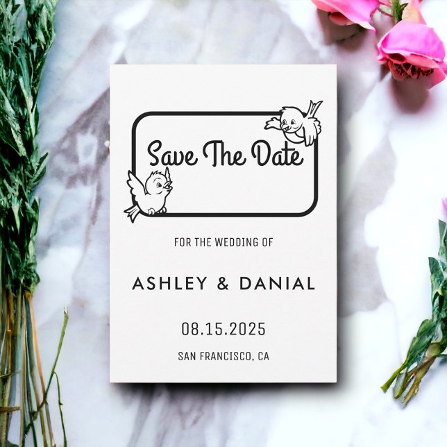 Elegant black white script Wedding Save the Date I Invitation (Creator Uploaded)