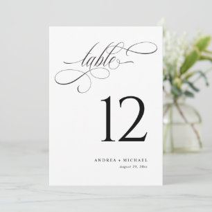 Elegant Black & White Script Wedding Table Numbers
