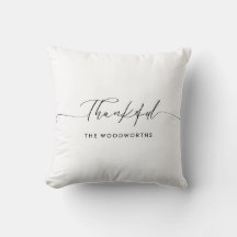 Elegant Black&White Scripted Thankful Thanksgiving
