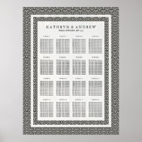 Elegant Black+White Seigaiha Wedding Seating Chart